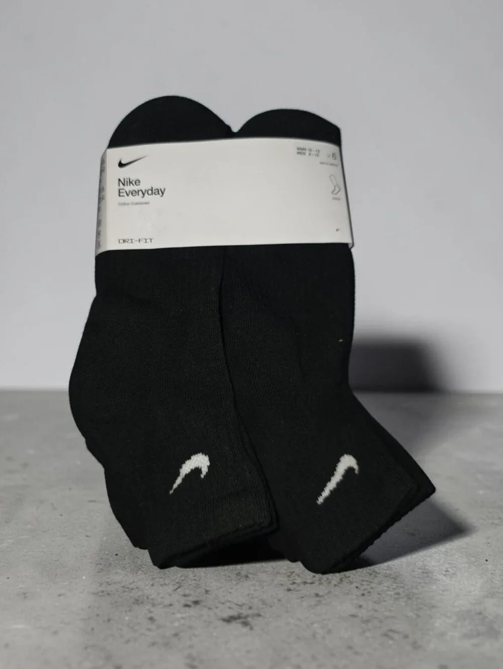 Nike Everyday Black Ankle Socks - 6 Pack